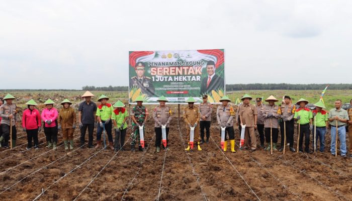 Polres Labuhanbatu Dukung Ketahanan Pangan Nasional, Tanam Jagung Serentak 1 Juta Hektare