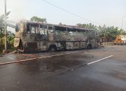 Insiden di Jalan Tol, Bus Putra Pelangi Perkasa Oleng Tabrak Pembatas Jalan, Lalu Terbakar
