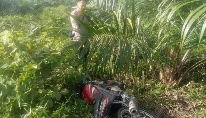 Sepeda Motor “Tidak Bertuan” Ditemukan Warga Di Semak-semak Kebun Kelapa Sawit