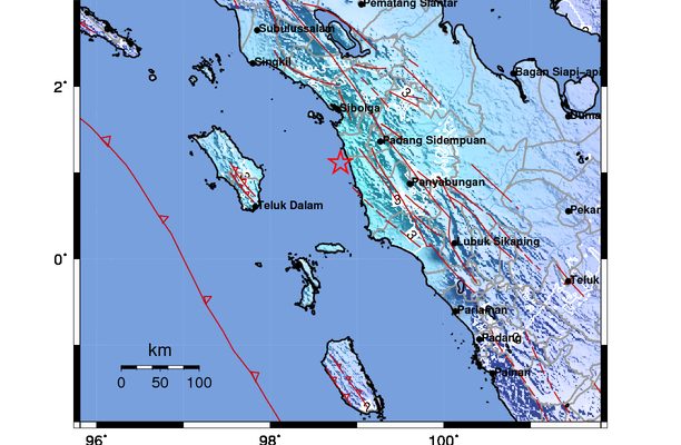 Gempa Bumi Magnitudo 5,3 Guncang Barat Daya Padang Sidempuan, Tidak Berpotensi Tsunami