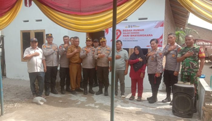 Polres Sergai Resmikan Rumah Warga Hasil Program Bedah Rumah Peringati HUT Bhayangkara ke-79, Kunci Diserahkan di Desa Melati II