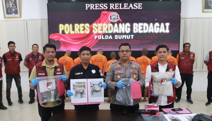 Polres Sergai Tangkap 9 Pelaku Pencurian Mesin Gilingan Plastik