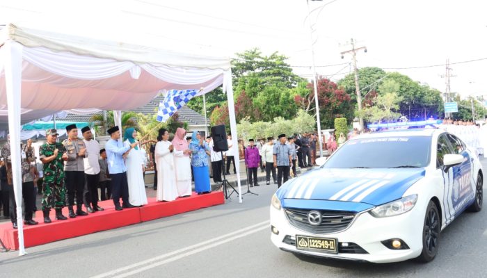 ‎Polres Tebing Tinggi Kawal Ketat Pawai Ta’aruf Pembukaan MTQ ke-54  ‎