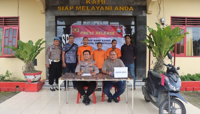 Polsek Namorambe Ciduk Tiga Komplotan Curanmor, Beat Hilang di Dapur Rumah