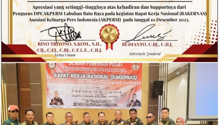 Terima Sertifikat Apresiasi DPP, DPC Akpersi Labuhanbatu Raya Komitmen Tingkatkan Profesionalisme Jurnalis