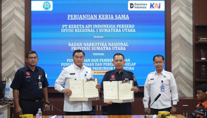 Perkuat Keselamatan Perjalanan, KAI Divre I Sumut Gandeng BNNP Berantas Narkoba