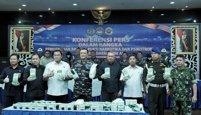 Koarmada I Belawan Musnahkan 41,7 Kg Narkotika Hasil Operasi Laut di Perairan Belawan