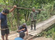 Kodim 0209/LB Rampungkan Rehabilitasi Jembatan Gantung di Desa Halimbe Labura
