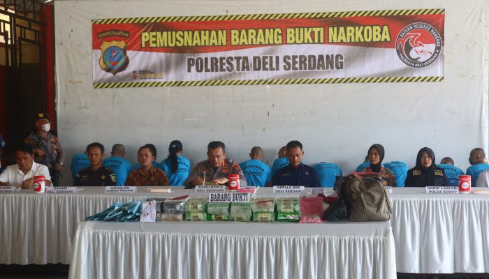 Polresta Deli Serdang Musnahkan Barang Bukti Narkoba Senilai Rp7 Miliar