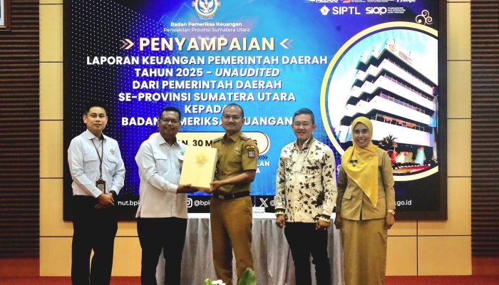 Wali Kota Tanjungbalai Serahkan LKPD Unaudited TA 2025 ke BPK RI Perwakilan Sumut
