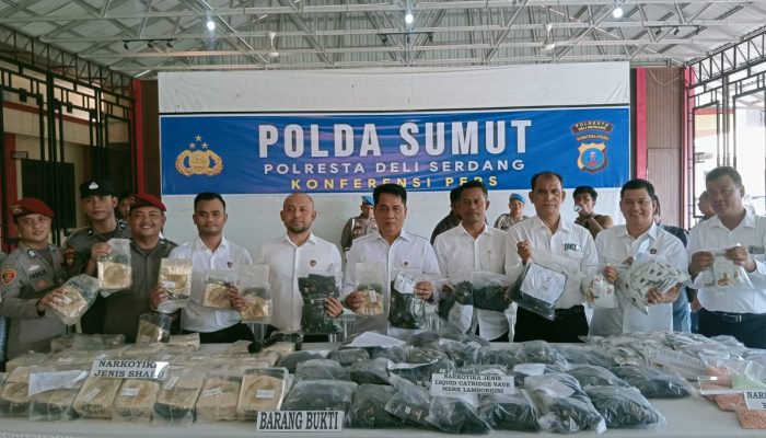 Polresta Deli Serdang Pamer Tangkapan Besar Jaringan Narkoba Internasional
