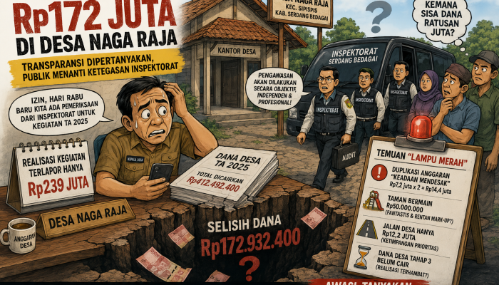 Dugaan Selisih Dana Rp172 Juta di Desa Naga Raja, Inspektorat Sergai Dijadwalkan Turun Tangan