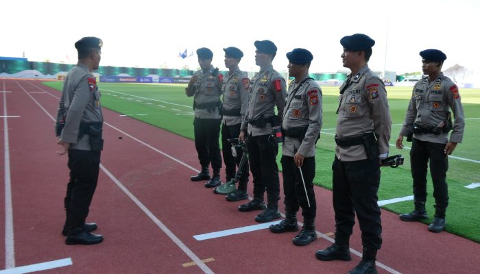 Jelang Filipina Vs Australia, Gegana Brimob Polda Sumut Sterilisasi Stadion Madya I Deli Serdang