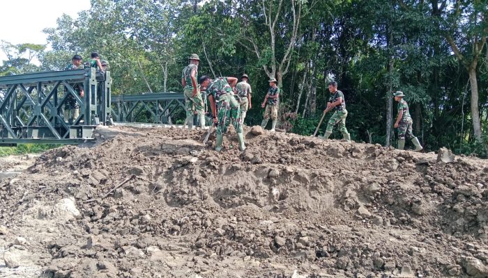 Satgas Karya Bakti TNI Wujudkan Mimpi Warga Hilihoru, Pembangunan Jembatan Modular Sungai Sefa Capai 84 Persen