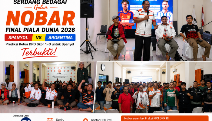 DPD PKS Serdang Bedagai Gelar Nobar Final Piala Dunia 2026, Prediksi Ketua DPD Skor 1-0 untuk Spanyol Terbukti