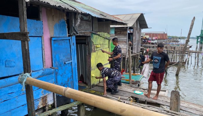 Sambut HUT ke-1, Kodaeral I Percantik 120 Rumah di Kampung Nelayan Seberang Belawan