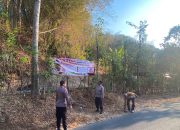 Cegah Karhutla di Lereng Gunung Pegat, Polres Blitar Kota Pasang Banner dan Gencarkan Patroli
