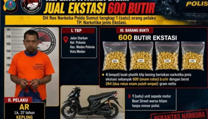 Nekat! Oknum Kepling di Medan Polonia Edarkan Ekstasi