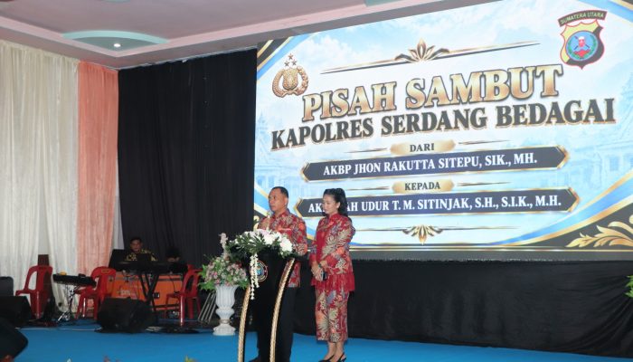 Pisah Sambut Kapolres Sergai, AKBP Jhon Sitepu Serahkan Tongkat Estafet kepada AKBP Sah Udur