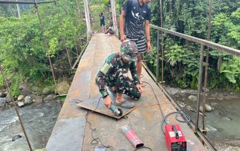 Rehab Jembatan Gantung Batunadua Jae Capai 63 Persen, Kodim 0212/TS Lanjutkan Pengerjaan
