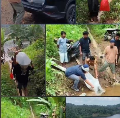 Sulman Tumanggor dan Warga Tebar Bibit Ikan di Danau Bendungan Lau Simeme